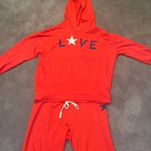 NWOT Sundry Red Hoodie and Sweatpants Set